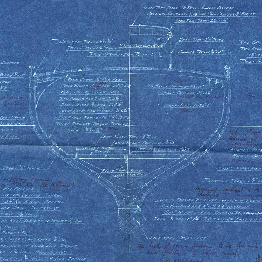 IYRSedu's tweet image. IYRS Maritime Library Collection
Sparkman &amp;amp; Stephens “So Fong,” blueprint section plan, 1936, with annotations. 
Open to the public
W-F 12-4, Sat 1-5
iyrs.edu/about/library

#sparkmanandstephens #olinstephens #sofong #maritimebooks #boatbuilding #yachtdesign #iyrsmaritimelibrary