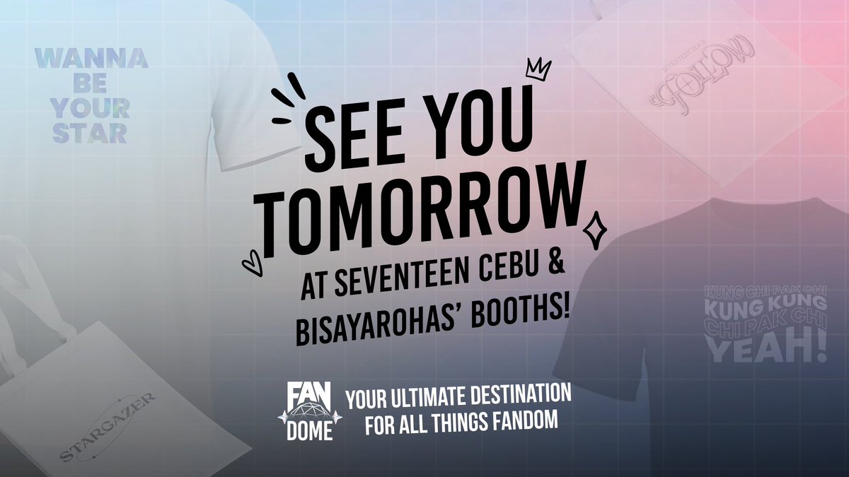 fandome_ph's tweet photo. Get your Kpop passports ready ‘coz we are bound for Hallyu Il Fandom Festival tomorrow! 😍

Drop by @bisayarohas and @seventeenphcebu's booths to get a chance to win our fanmade merch. 

See you there! ✨ https://t.co/x5J16dSTIz