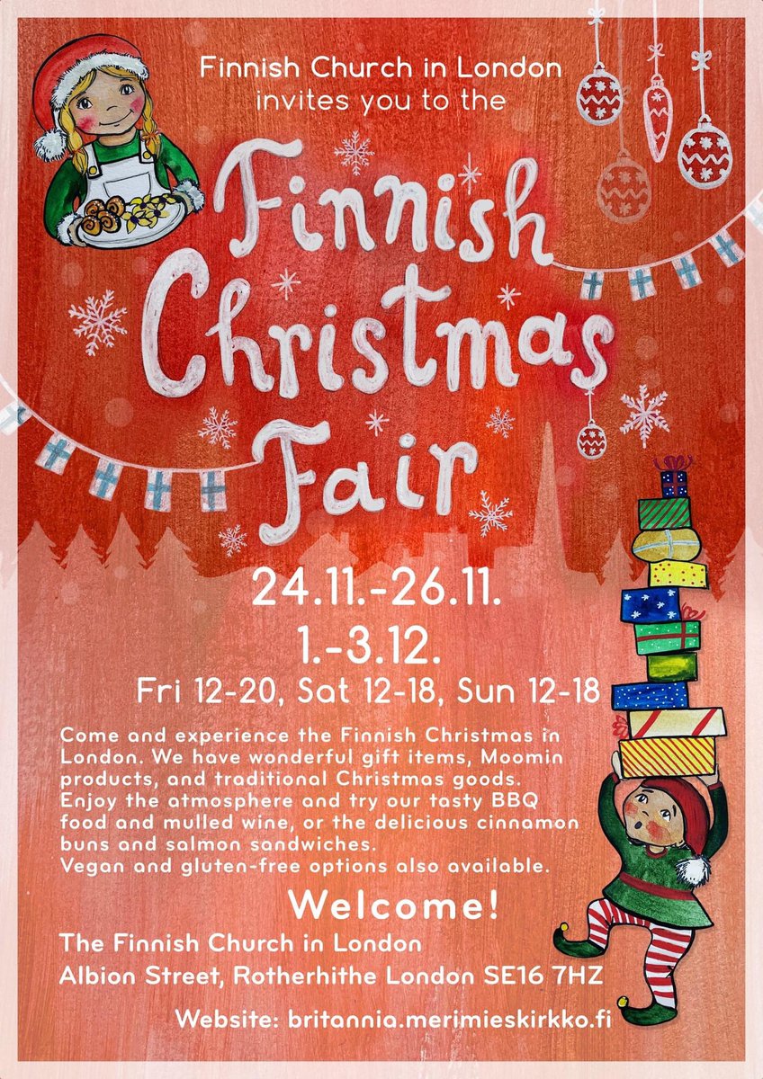 Finnish Christmas Fair 2023 Fri 12-20, Sat&Sun 12-18 - a warm welcome! Tervetuloa!