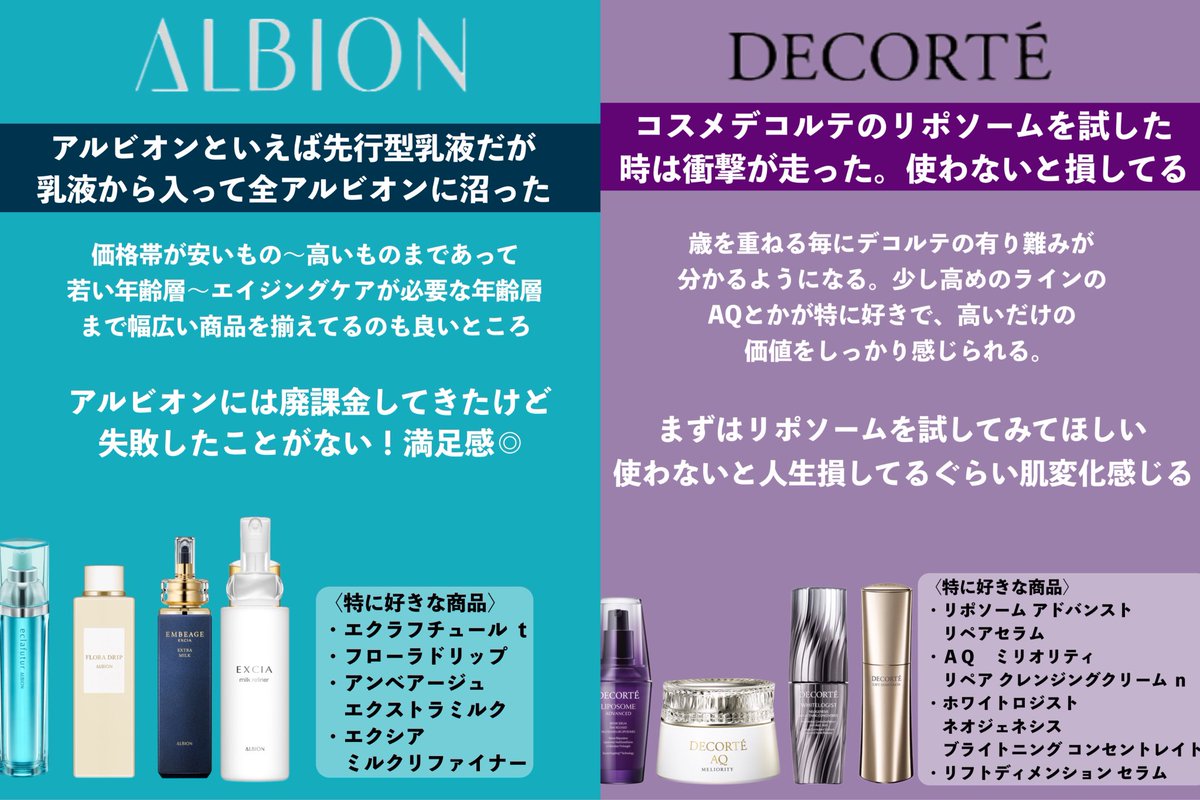 tomilly101's tweet photo. 数千個のスキンケアを試してきた36歳美容オタクが選ぶ

【ベストブランド】

どの商品試しても良い！と思える奇跡のブランド達です。商品選びに困ったらブランドから選択するのもひとつの手。スキンケアには確かな効果、即効性を求める私が溺愛してるブランドなので、ぜひ試してみてほしい。 https://t.co/Yq4C6CyRX8