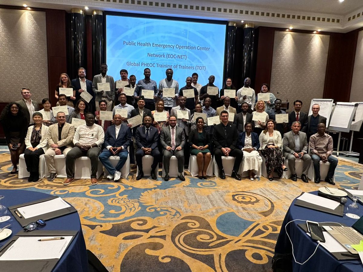drmichelyao1's tweet image. Today, in Dubai, we closed the training of Public Heath Emergency Operations Centre’s trainers in the 6 WHO regions. It is a milestone achieved with our US-CDC, E-CDC, Africa CDC and WAHO partners. The 29 new trainers have to champion the PHEOC concept. Proud to be the #EOCNET !