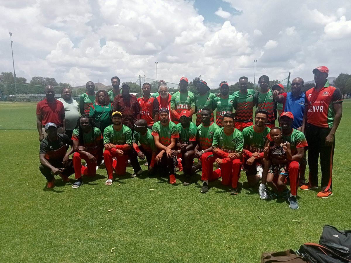 KenyaInNamibia's tweet photo. Amb Michael Sialai was at Wanderers Sports Club to spectate  Kenya - Tanzania ICC T20  men  Worldcup qualifiers. Kenya won by 182 against 131 runs. Other participating countries  are Nigeria,  Uganda , Namibia and Zimbabwe. Only top 2 teams will qualify https://t.co/GnWofXt6Ax