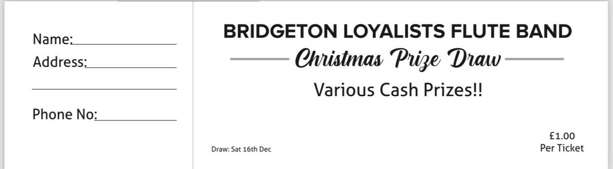 The band has a Christmas raffle coming up. Will be drawn on Saturday 16th Dec. They are £10 a book with various cash prizes to be won just in time for christmas!

If anyone would like any, please message the band page to arrange payment.