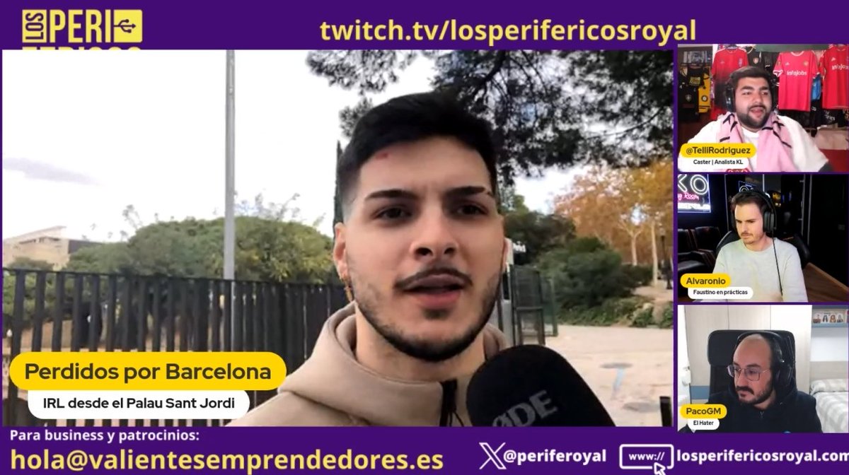 periferoyal's tweet photo. Empezamos a encontrarnos gente relevante para el Palau Sant Jordi!!

🎙@Rvfvrxiz a los micros de Los Periféricos Royal en la previa de las #KingdomCupFinals

#KingdomCup https://t.co/1pwvXd805w