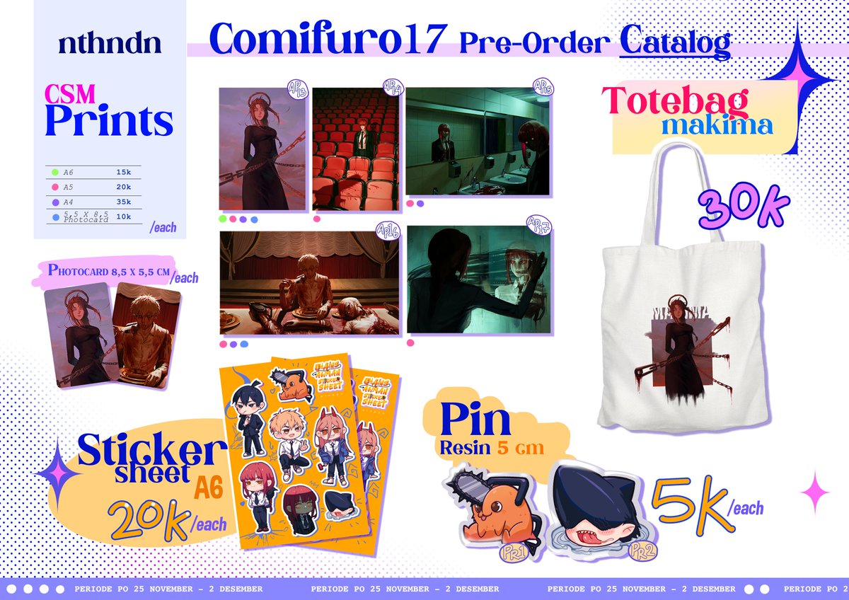nthndn's tweet photo. [RTs are appreciated🥰]
#Comifuro17 Catalog!!

I'm opening PO for CF17🥹

Periode PO : 25 Nov - 2 Des 2023
Both day di booth H-05 ab
Form : https://t.co/QMeMiIWnrL
🏇 JJK, CSM, AOT, Sousouno Frieren🩷

Untuk stock tergantung yg PO ya! jika stock habis,di booth bakal tidak ada. https://t.co/wjO20uEb3L