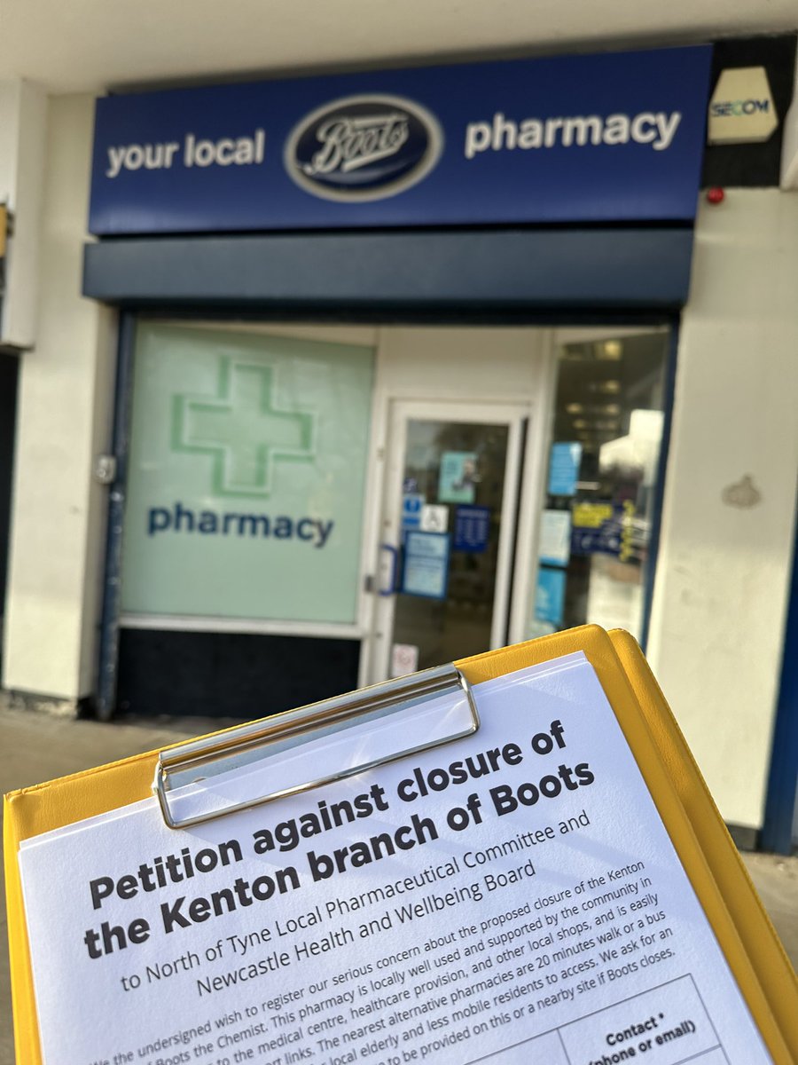 KentonWard's tweet photo. Save Our Pharmacy

I’m standing outside of Boots with a paper petition to save our local pharmacy. 
Boots have announced that they plan to close our pharmacy in early 2024. 

Come along say Hello to me, sign the petition and help me fight to keep our local pharmacy safe. https://t.co/m20yGTXR8Y