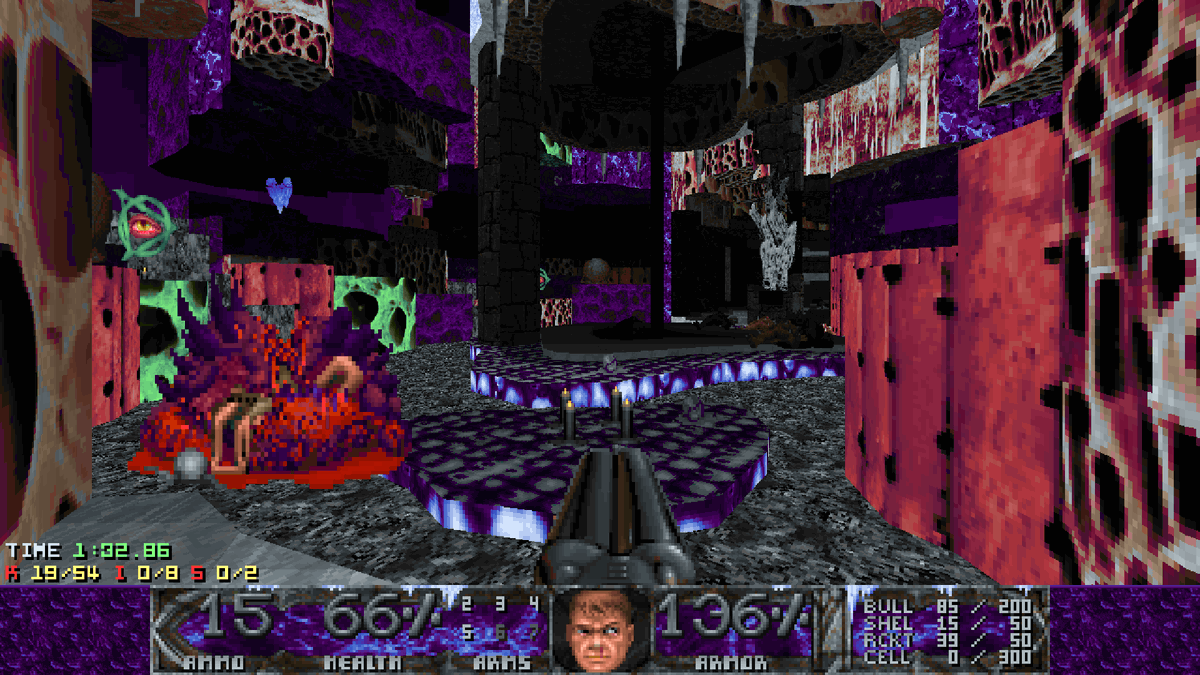Insanely colorful #Doom map by <a href="/BluePineapple72/">Killer Chimps from Outer Space!</a> , for hellish project 'The Chilling Winds of Dis' 🖤