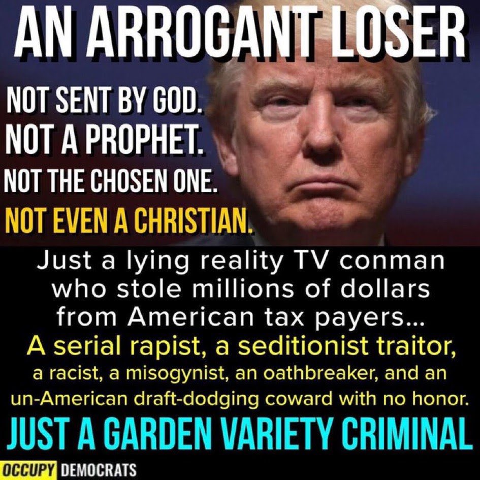 In defiance of their God, and counter to the teaching of a man named Jesus, more than 80% of White Evangelicals voted for Trump in 2020. They put their trust in a man who cheated on all 3 of his wives, is a pathological liar and cannot name even one Bible verse. He is a…