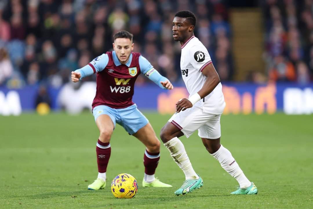 Mohammed Kudus stepped up after conceding a penalty against Burnley. The Black Stars starboy set up two goals, leading West Ham United to a 2-1 victory over Vincent Kompany's side. Mo Kuku 🌟 #GTVSports