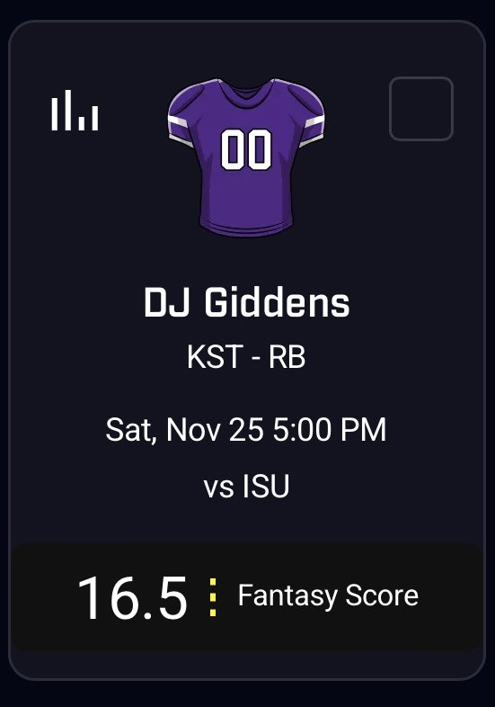 ADBestPicks's tweet image. Adding:

DJ Giddens - 16.5 FS - OVER

Join Premium for all picks, optimizers and stat sheets:
mee6.xyz/en/m/107590593…

#CFBTwitter #PrizePicks #GamblingTwitter #PrizePicksCFB  #PlayerProp #CFB #NCAAFootball