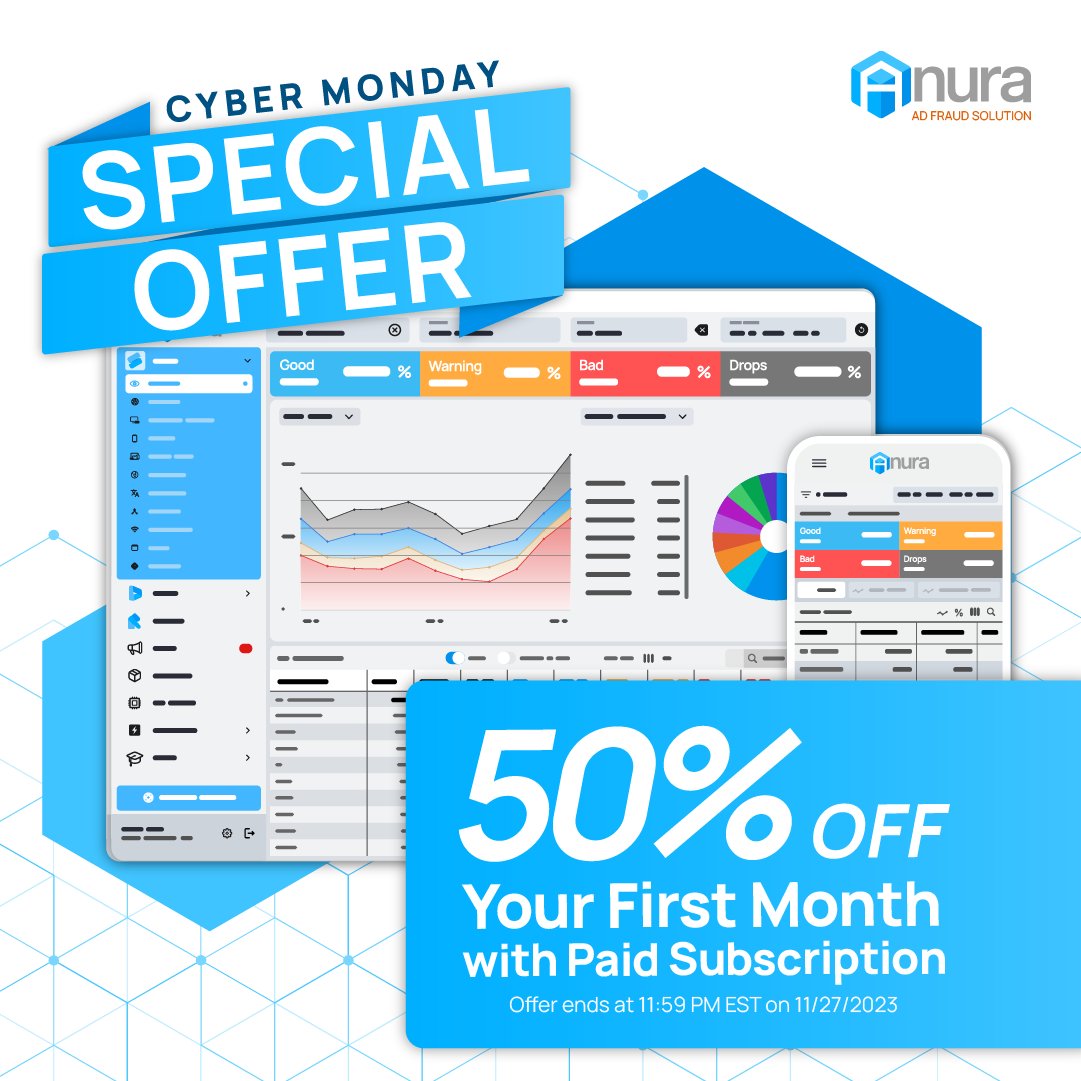 ✨ Cyber Monday Alert! Elevate your online security with Anura - the world’s most accurate fraud solution. Subscribe now for 50% off your first month! Act fast, offer ends 11:59 PM EST, 11/27/2023. 🛡️ #CyberMonday #SpecialOffer #BlackFriday