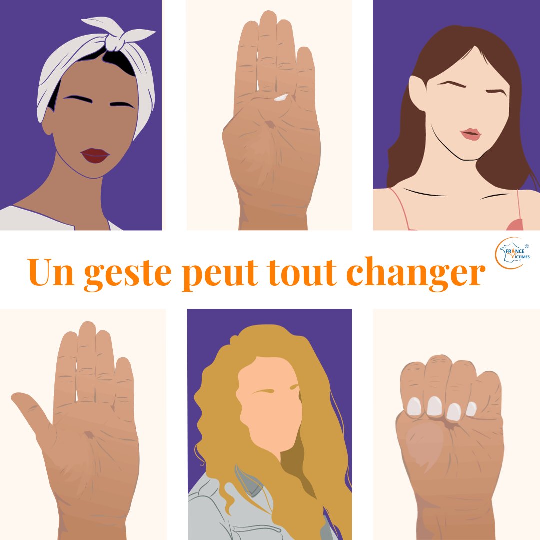 En cette Journée Internationale de #luttecontrelesviolences faites aux femmes, rappelons que des gestes simples peuvent sauver des vies. 🖐️ Montrer la paume de sa main, le point noir, ou demander Angela : des signes discrets pour appeler à l'aide. 🤲 #StopViolenceWomen #lutte