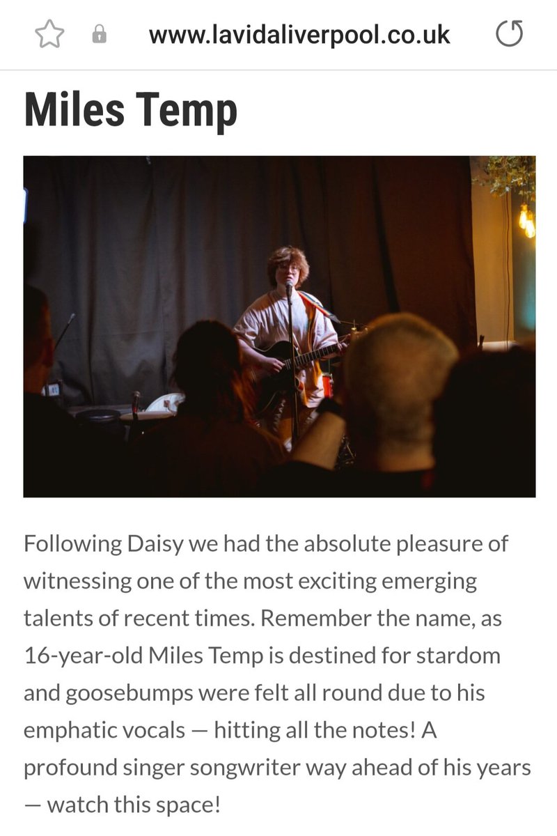 Great review x

#singersongwriter #singer #songwriter #originalsongs #originalmusic #guitar #acoustic #indie #indieacoustic #indiemusician #musician #independantmusician #undergroundmusic #singing #spotifyartist #milestemp #soloartist #Liverpool #newsingle #youngmusician