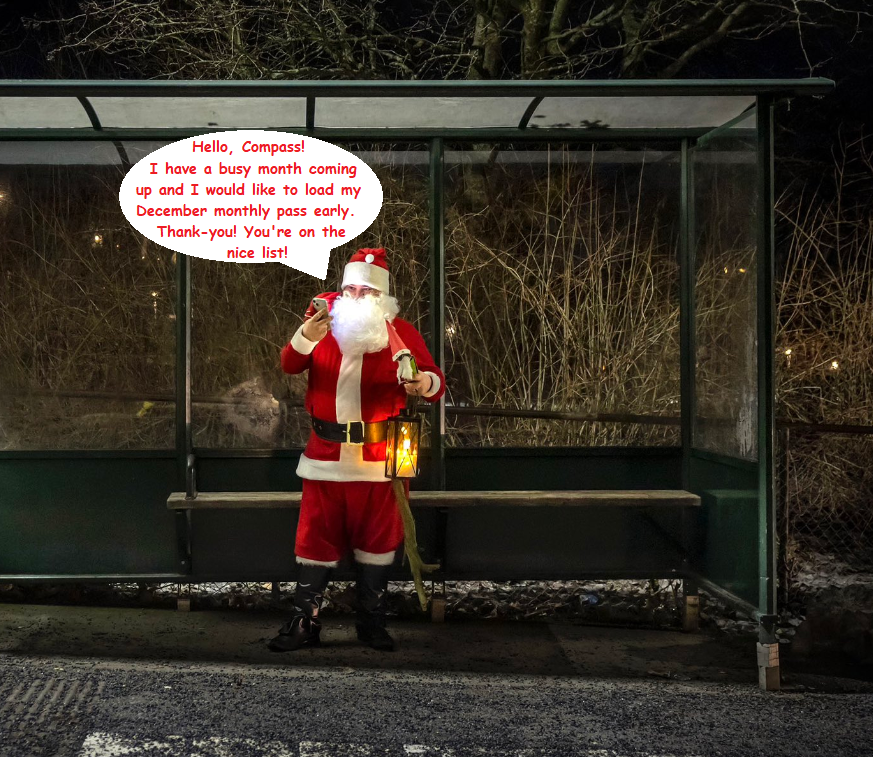 TransLink's tweet photo. #Compass101 With the holidays approaching, you'll probably have to spend your time waiting in many lines and queues. 😒 Well, you can beat the Compass rush, avoid the lines & not have to hear busy signals by loading your December Monthly Pass on your Compass Card today! ^DA https://t.co/nIjgVQpFT5