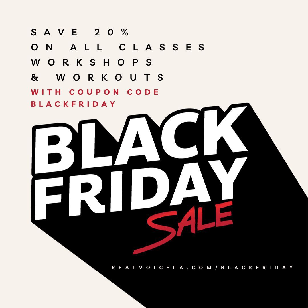 RealVoiceLA's tweet photo. Black Friday deals go all weekend! Save 20% on all classes, workshops, and workouts. We’re also offering $100 off of commercial demos! 

Learn more at https://t.co/GwKk4GTqPm

#realvoicela #voiceover #voiceacting #sale #BlackFriday2023 #SmallBusinessSaturday #CyberMonday2023 https://t.co/nPDBSaVDHd