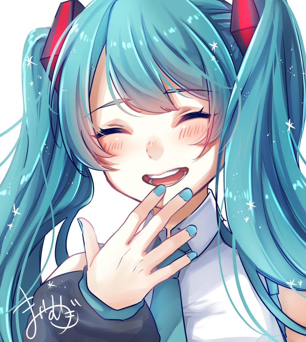hatsune miku 1girl solo twintails long hair closed eyes necktie open mouth  illustration images