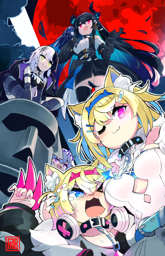 フワワ・アビスガード ,フワワ・アビスガード(通常) ,古石ビジュー ,モココ・アビスガード ,モココ・アビスガード(通常) ,ネリッサ・レイヴンクロフト ,シオリ・ノヴェラ ,シオリ・ノヴェラ(通常) 「We should probably tighten up prison sec」|Phib @ Megacon AP27のイラスト