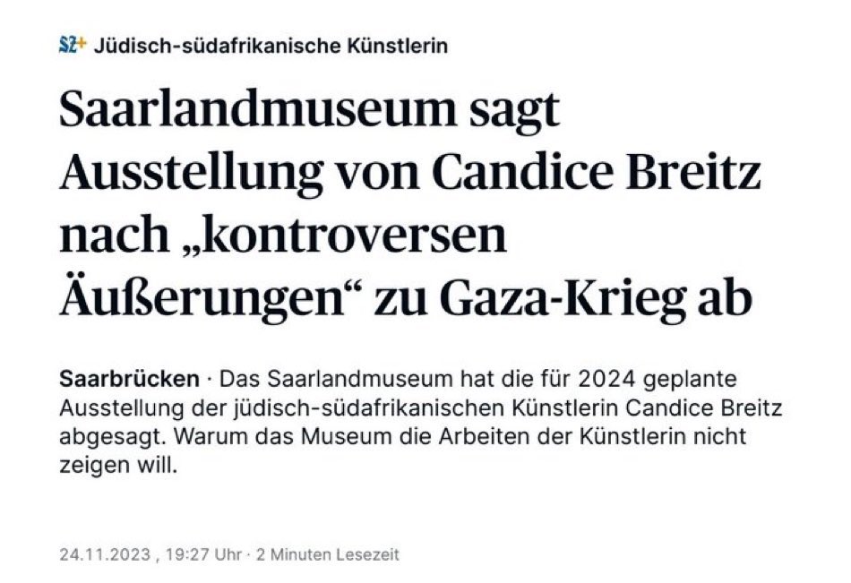 Auch an solche Absagen darf man sich nicht gewöhnen: Hier lädt das Saarlandmuseum die jüdische Künstlerin Candice Breitz aus