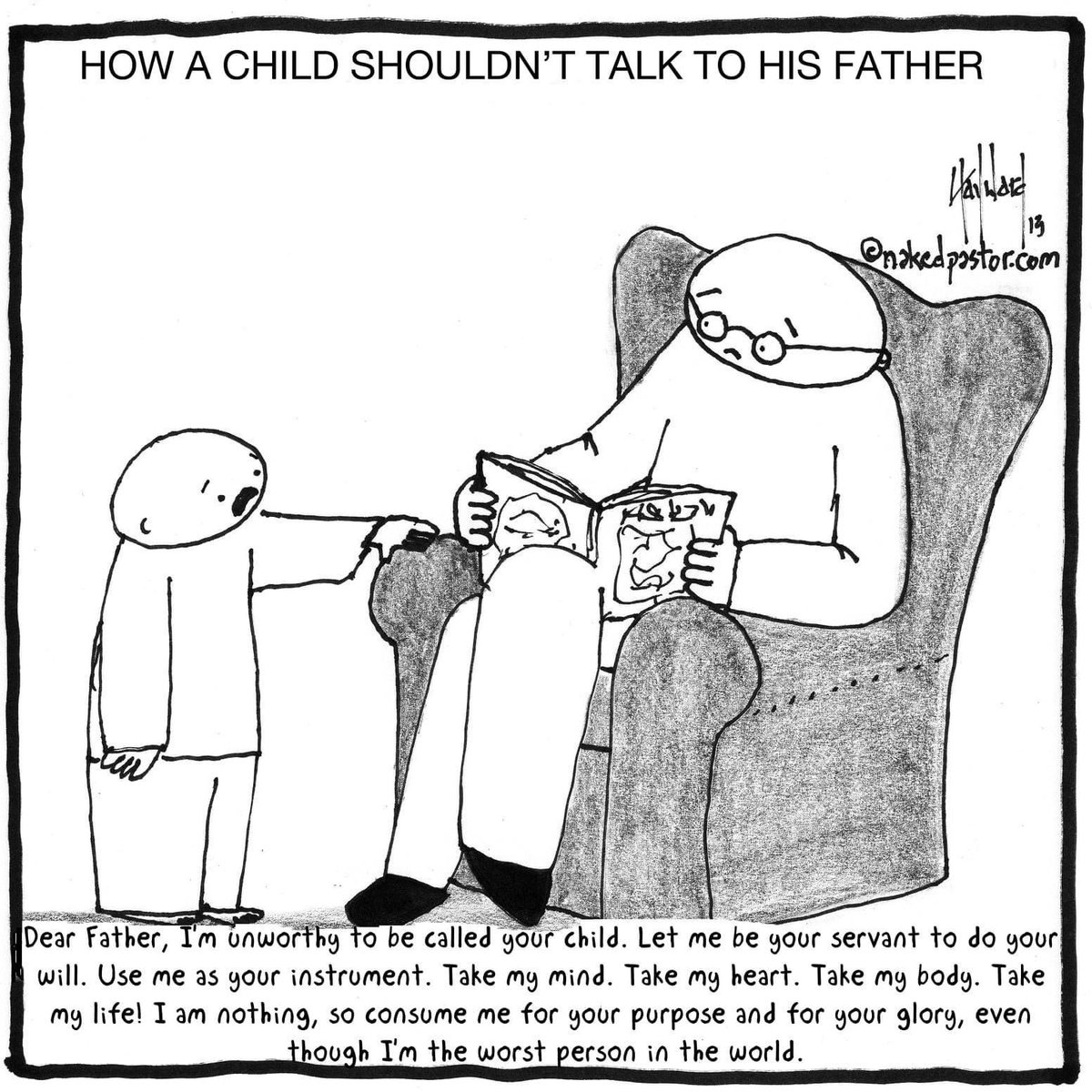 This doesn’t look like a healthy parent-child relationship, right?  I didn’t think so either.

So why do we act like it is when the context is God?  #religioustrauma