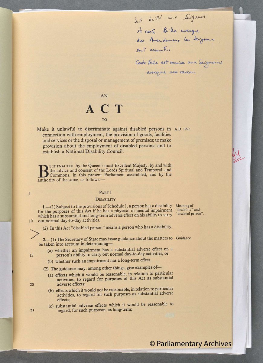 A parliamentary tradition dating back to the 1300s is the use of the Norman French on our bills. To this day, a clerk will write Norman French formula on our bills and acts! This is a bill from 1995 with the Norman French in the corner. #ExploreYourArchives #EYATradition