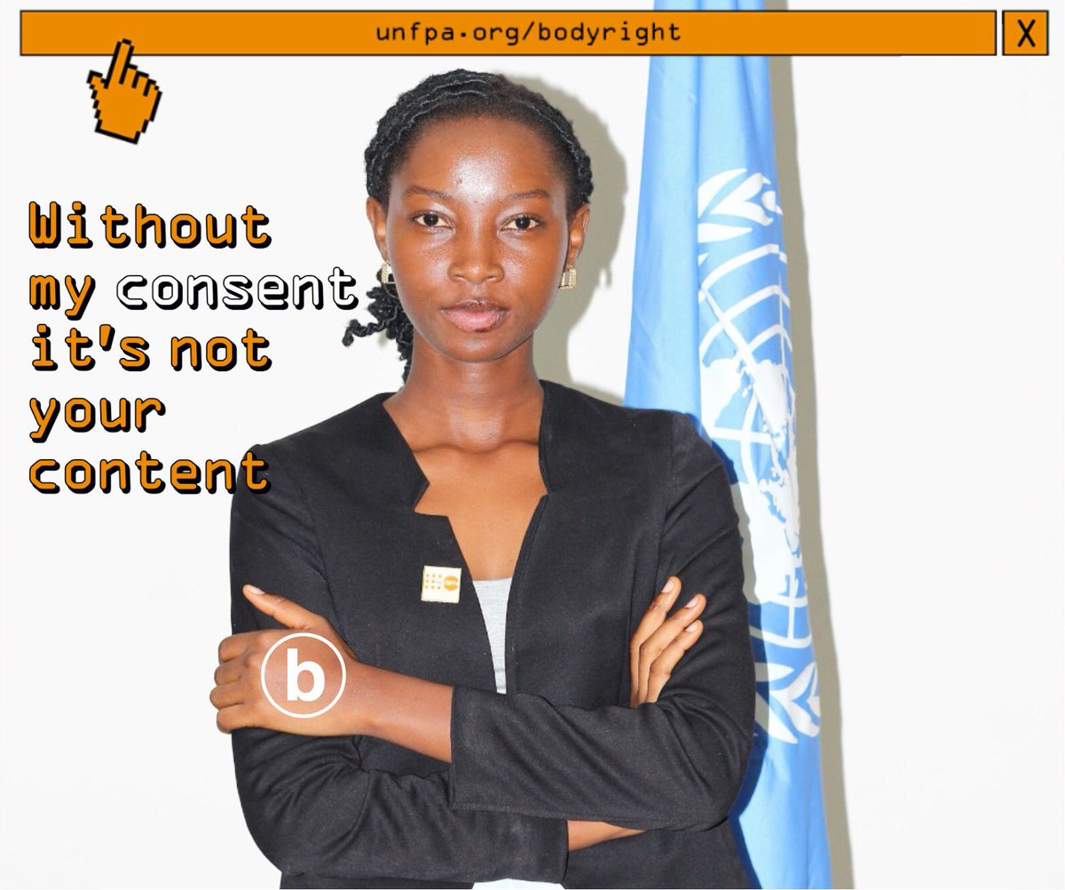 Embrace your online space with respect and dignity!  Join the #Bodyright campaign to demand protection from digital violence. Visit unfpa.org/bodyright add the symbol to your image, share the message and let's create a safer digital world together. #Salonetwitter BodyrightSLE