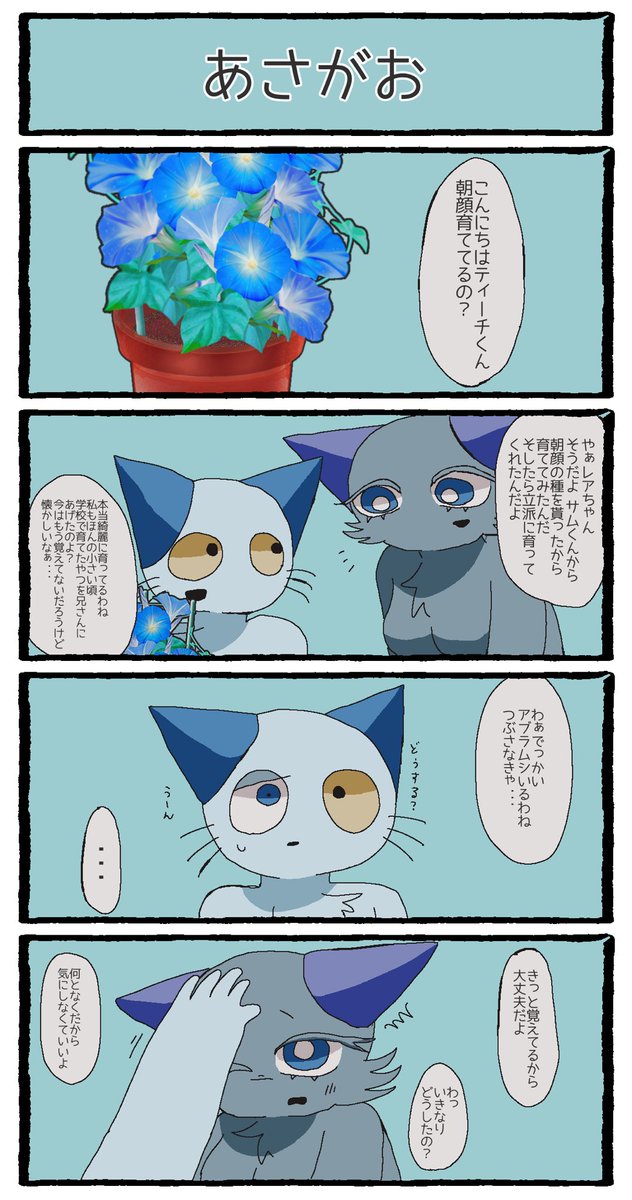 あさがお #ねこのティーチくん