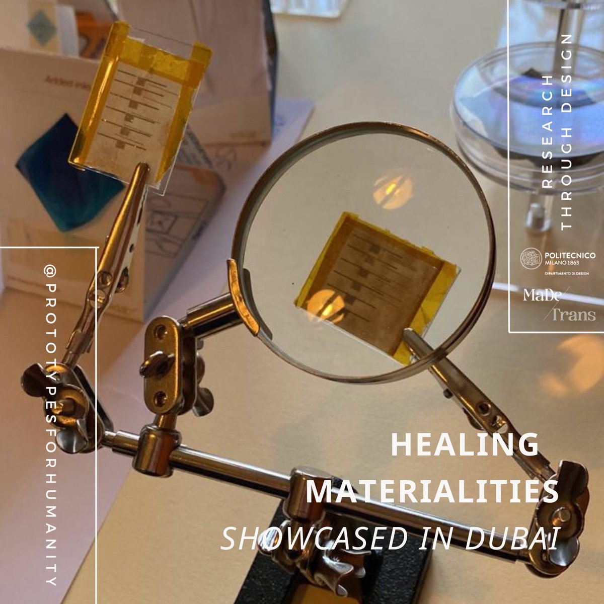 PolliniBarbara's tweet image. I am delighted to share that my doctoral project, Healing Materialities, has been selected for the 2023 edition of #prototypesforhumanity and will soon be showcased in Dubai during #COP28 as one of the 100 projects offering practical solutions to environmental and social issues.