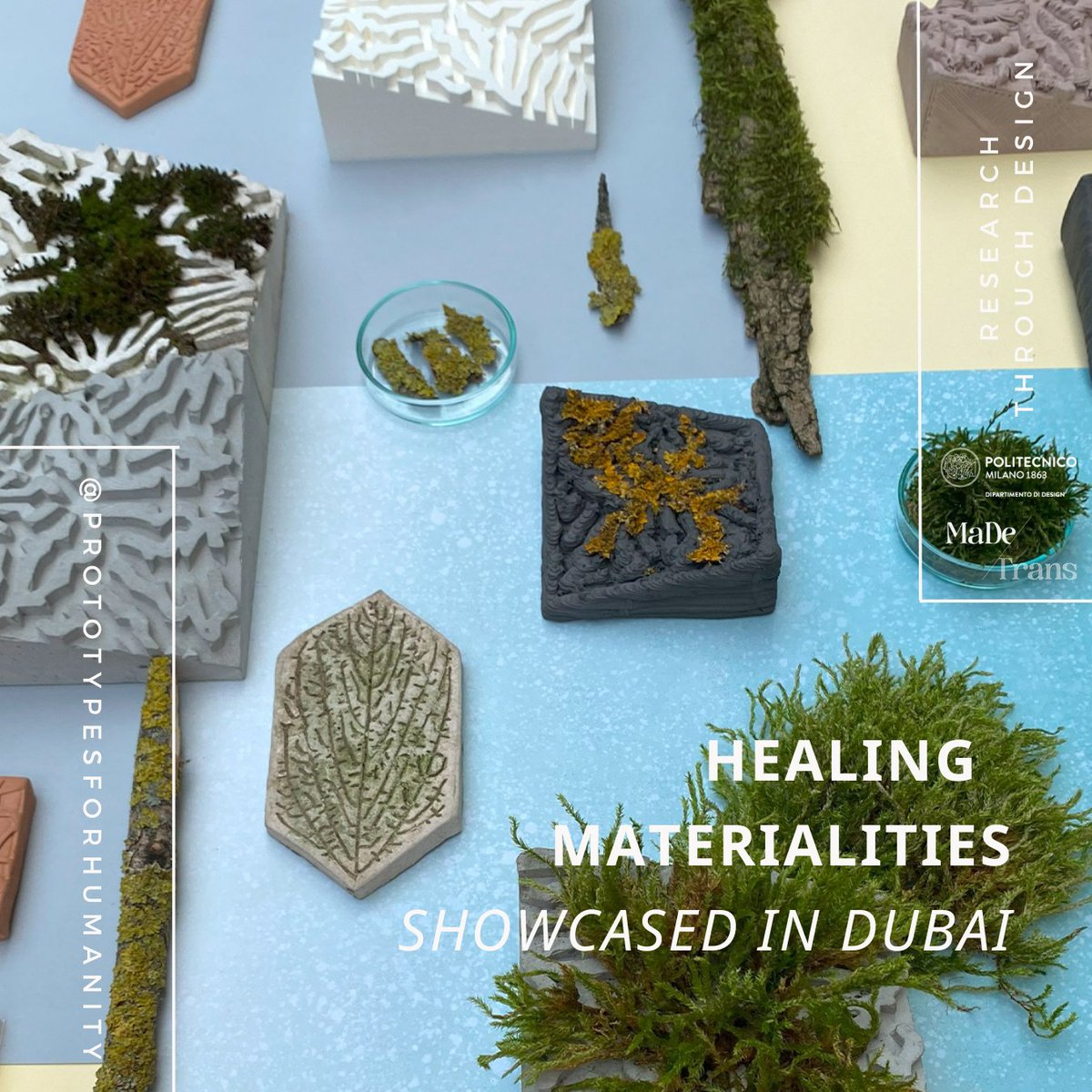 PolliniBarbara's tweet image. I am delighted to share that my doctoral project, Healing Materialities, has been selected for the 2023 edition of #prototypesforhumanity and will soon be showcased in Dubai during #COP28 as one of the 100 projects offering practical solutions to environmental and social issues.