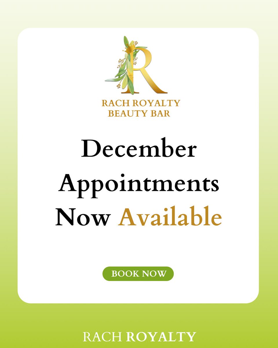 Our Beauty Suite opens Dec 1 🥳

RachRoyalty.com head to ‘Beauty Services’ and book your appointment 🤗