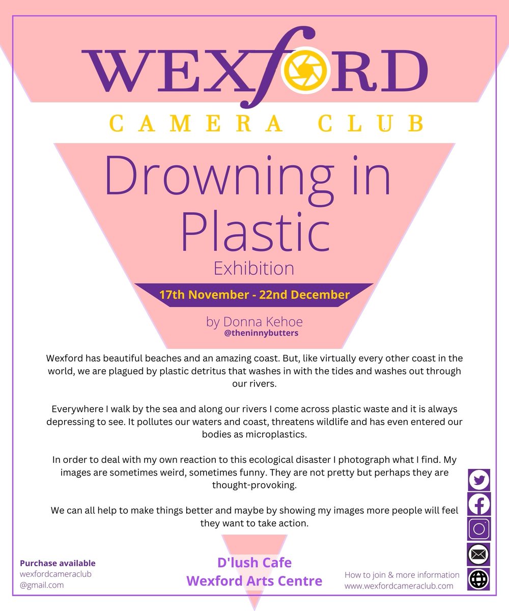 Grab a snorkel & visit our solo member exhibition by Donna Kehoe
All images for sale
@dlushcafewex  @wexfordarts 
#exhibition #wexfordartscentre #wexfordhub #whatsoninwexford #photographyexhibition #cameraclub #wexfordcameraclub #photographyclub #pollution #plasticfree #tidytowns