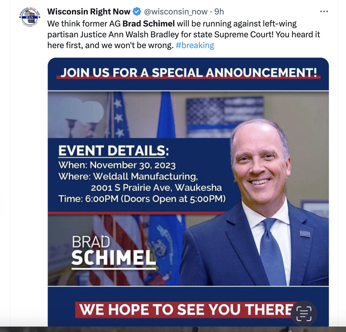 CoffeeBean26's tweet photo. Will he be passing out swag and custom made fortune cookies?

#Wisconsin #wipoitics #wisdems #wisgop #SCOWIS https://t.co/x2688sxXFp