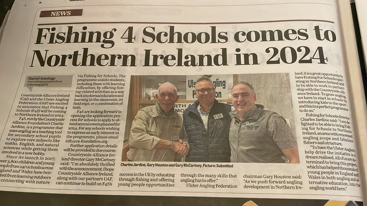 What a great idea! I know a good few young people (particularly young teenage lads) I know who aren’t fussed on school but love fishing! Brilliant initiative for NI Post Primary schools to apply to @CAupdates 👍🏽👍🏽👍🏽
