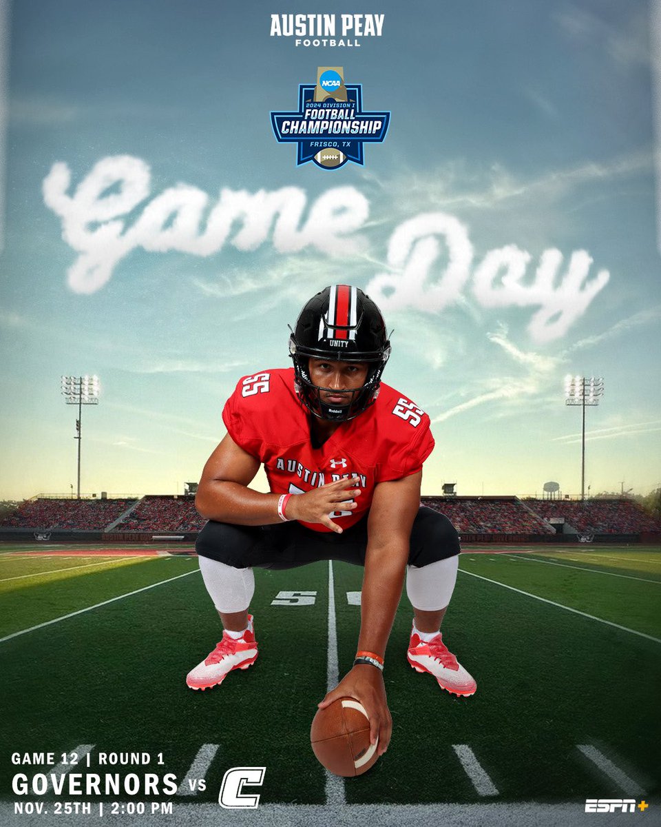 GovsFB's tweet photo. It’s the 𝗙𝗖𝗦 𝗣𝗟𝗔𝗬𝗢𝗙𝗙𝗦. It’s time to 𝗗𝗘𝗙𝗘𝗡𝗗 𝗧𝗛𝗘 𝗙𝗢𝗥𝗧. 𝗜𝗧’𝗦 𝗚𝗔𝗠𝗘𝗗𝗔𝗬! 🎩🏈

#ChaseTheLion | #LetsGoPeay https://t.co/hTQfN49PZV