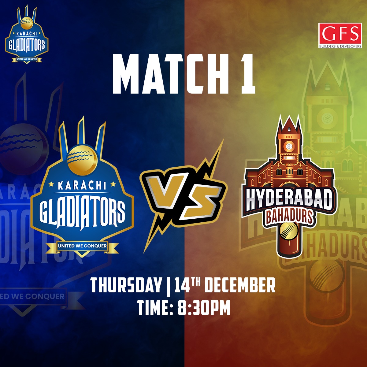 khigladiators's tweet photo. Witness the opening clash between Karachi Gladiators and Hyderabad Bahadurs in the first match of @spl20official 🤩📅 Set your reminders and catch the live action on December 14th🏆🔥 #SindhPremierLeague #KarachiVsHyderabad #KarachiGladiators 🏏🎉 https://t.co/DfTs1Msqmv
