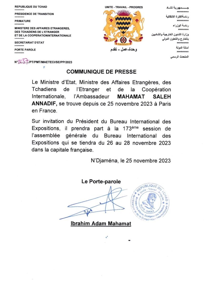 Communiqué de presse