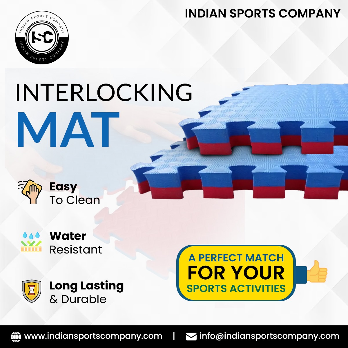 Sports_India75's tweet image. Discover the Interlocking Mat, ideal for safety and durability. Elevate your workout space with this premium-quality mat. 
👉👉You may also order online at: indiansportscompany.com

#IndianSports #InterlockingMat #IndianSportsCompany #ISC #SportsCompany #India