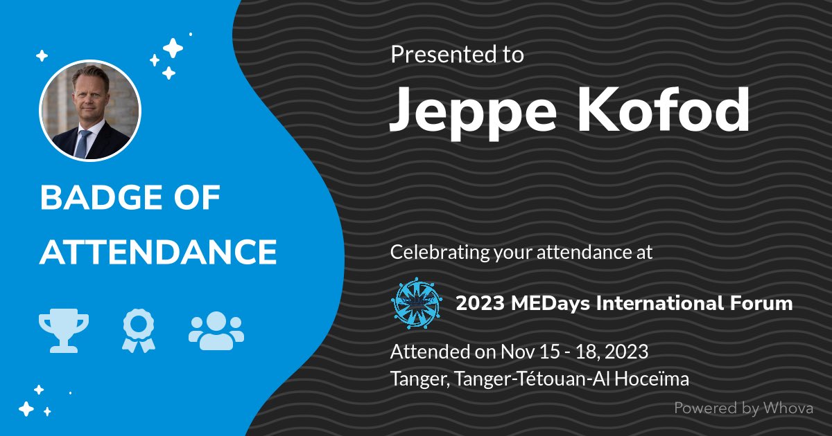 Jeppe Kofod (@jeppekofod) on Twitter photo 🎉 Just had an incredible experience attending 2023 MEDays International Forum! 🎉 #MEDays #MEDays2023 #Amadeus_dotank @institutamadeus <a href="/brahimfassi/">Brahim Fassi Fihri</a> - via #Whova event app 🎉 Just had an incredible experience attending 2023 MEDays International Forum! 🎉 #MEDays #MEDays2023 #Amadeus_dotank @institutamadeus <a href="/brahimfassi/">Brahim Fassi Fihri</a> - via #Whova event app