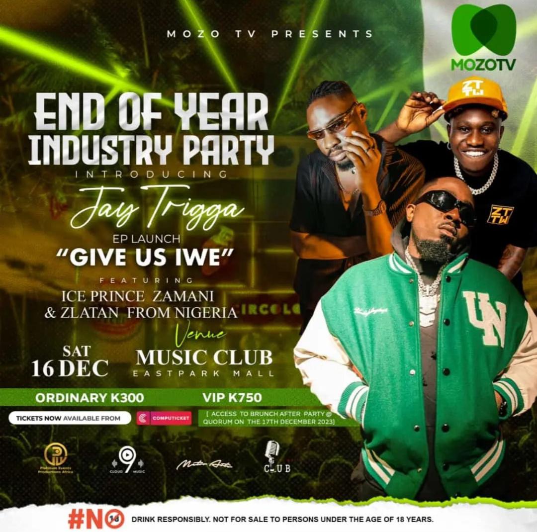 🚀 Excitement levels off the charts! It's been two years in the making, and the wait is finally over. Let’s link up at  for the End of year industry party/Give us iwe Ep launch on the 16th of December at the music club  powered <a href="/MozoTVAfrica/">MOZO TV</a> 💚 #zedtwitter get your tickets now !