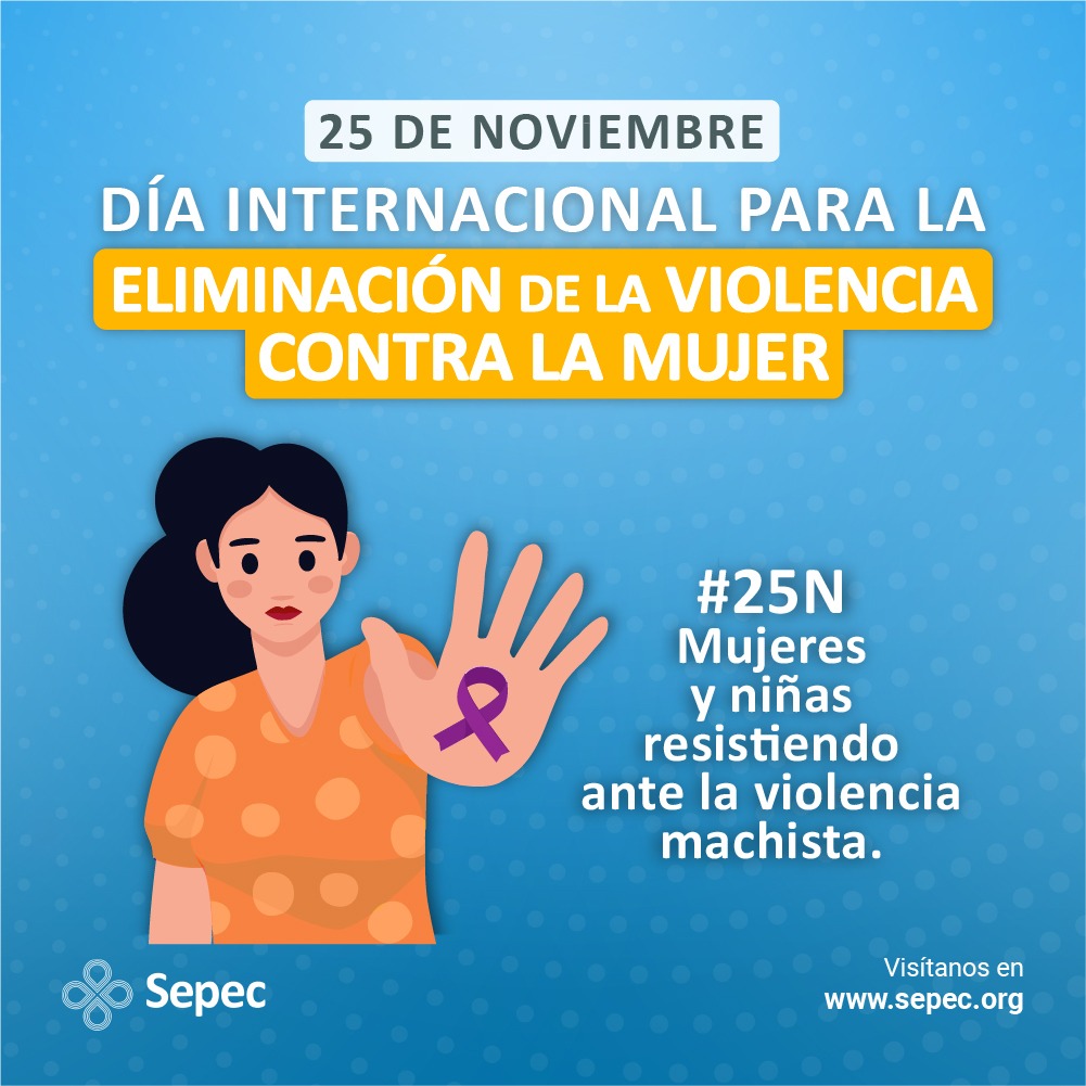 sepec_org's tweet photo. 📣Día Internacional de la Eliminación de la Violencia contra la Mujer.
☝️Desde SEPEC alzamos la voz para exigir al Estado y a la sociedad civil un mayor compromiso y acciones concretas contra la violencia de género. https://t.co/CbimK3pZ1P