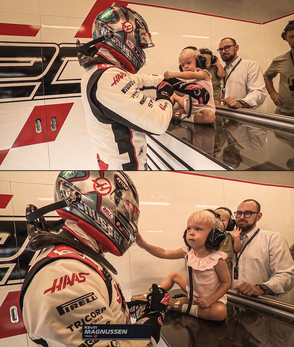 ESPNF1's tweet photo. Kevin Magnussen's daughter helping him get ready for qualifying ❤️ https://t.co/hsDZcR4xgz