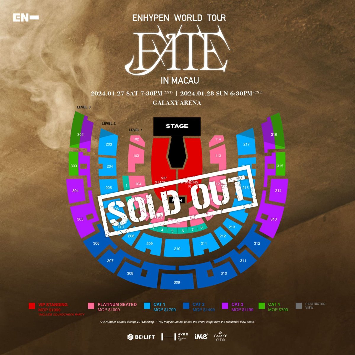 <ENHYPEN 'FATE in ASIA' updates>

#FATE_IN_SINGAPORE 🇸🇬: 
DAY 1 - SOLD OUT
DAY 2 - SOLD OUT

#FATE_IN_MACAU 🇲🇴:
DAY 1 - SOLD OUT
DAY 2 - SOLD OUT

#FATE_IN_TAIPEI 🇹🇼
DAY 1 - 1169 left
DAY 2 - 1901 left
🎫Buy tickets at tixcraft.com/activity/detai…

#FATE_IN_NEWCLARKCITY 🇵🇭:
Sale has