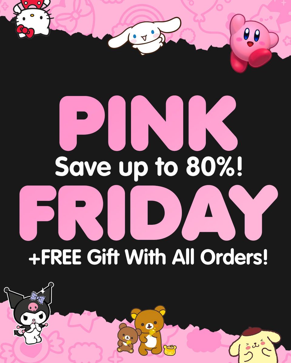 BlippoCom's tweet image. 🛍 KAWAII CHARACTERS AT 80% OFF! 🛍 Our biggest ever PINK FRIDAY SALE is here! 🎀 Save up to 80% &amp;amp; Get a FREE GIFT with every order! 🎁

#blippo #pinkfriday #blippopinkfriday #pinkfridaysale #freegift #kawaiisale #cutestsaleever
