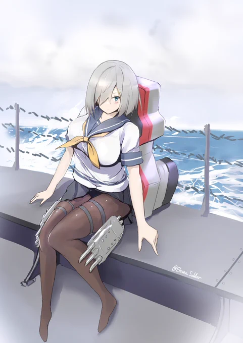 浜風進水日おめでとう!!小型艇で移動する的な浜風です。#艦これ版深夜の真剣お絵描き60分一本勝負 #艦これ版真剣お絵描き60分一本勝負_20231125 