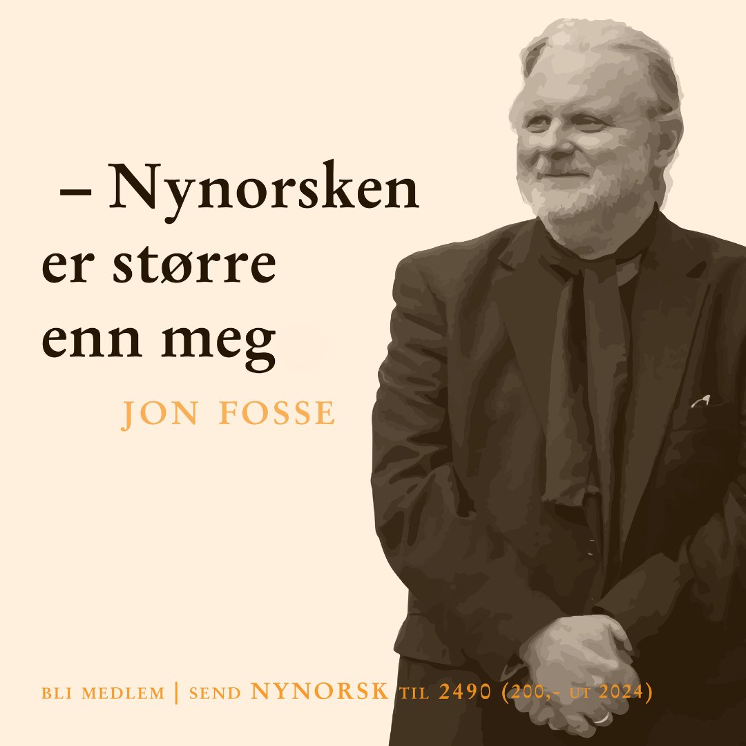 Takk for at du løftar nynorsken, Jon Fosse! Bli med du òg: nm.no/bli-medlem