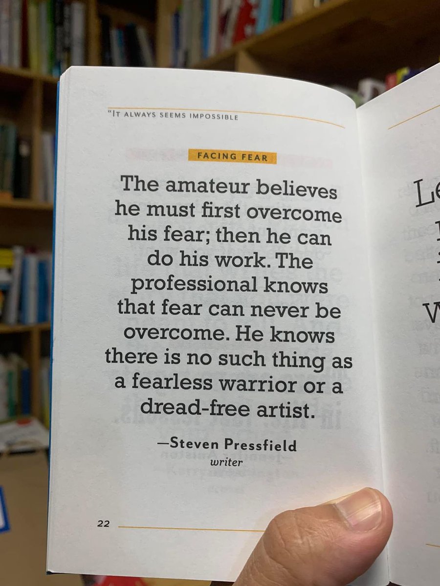 Claire Ross Dunn (@clairerossdunn) on Twitter photo This is so true. Thanks, <a href="/SPressfield/">Steven Pressfield</a>, for the reminder. Let's make art. Let's do it afraid if we must. No such thing as a dread-free artist.
#writing This is so true. Thanks, <a href="/SPressfield/">Steven Pressfield</a>, for the reminder. Let's make art. Let's do it afraid if we must. No such thing as a dread-free artist.
#writing