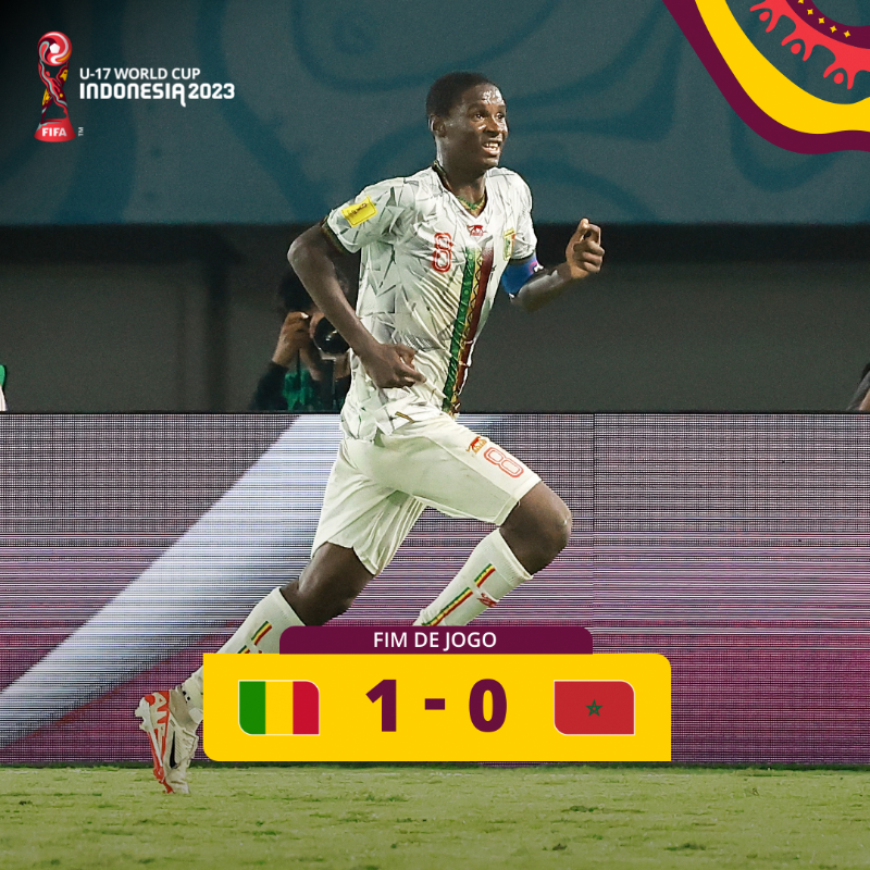 🇲🇱 Mali está nas semis do Mundial Sub-17! 📈 Gol de Ibrahim Diarra deu a vitória contra Marrocos e colocou os malianos entre os quatro finalistas da competição 👏 Próximo desafio ➡️ França 🇫🇷