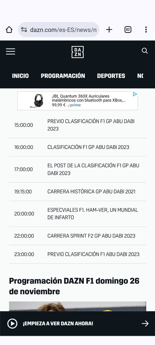 alpoloss's tweet photo. @DAZN_ES @DAZN_F1 sois un desastre con vuestra web de horarios del canal F1, no es la primera vez que os equivocáis con los horarios: la qualy a las 16h y la carrera mañana a las 17h??? https://t.co/14CJQfhQGn
