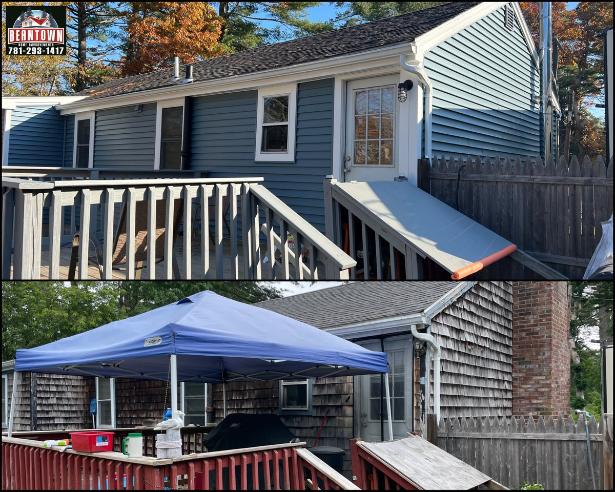 We installed new high  quality CertainTeed vinyl siding in Wedgewood Blue.
#beforeandafter #beantownhomeimprovements #smallbusiness  #contractorsofinstagram #certainteedsiding #vinylsiding #abcsupply  #sidingreplacement #Certainteed #plymouthma