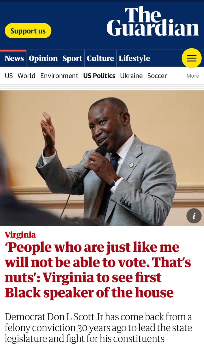 “I went to jail in ’94; 2004 is 30 years and I’ll be standing taking my oath. That’s a powerful testament to the power of faith, and the power of resilience.” Speaker Designate Don Scott

theguardian.com/us-news/2023/n…