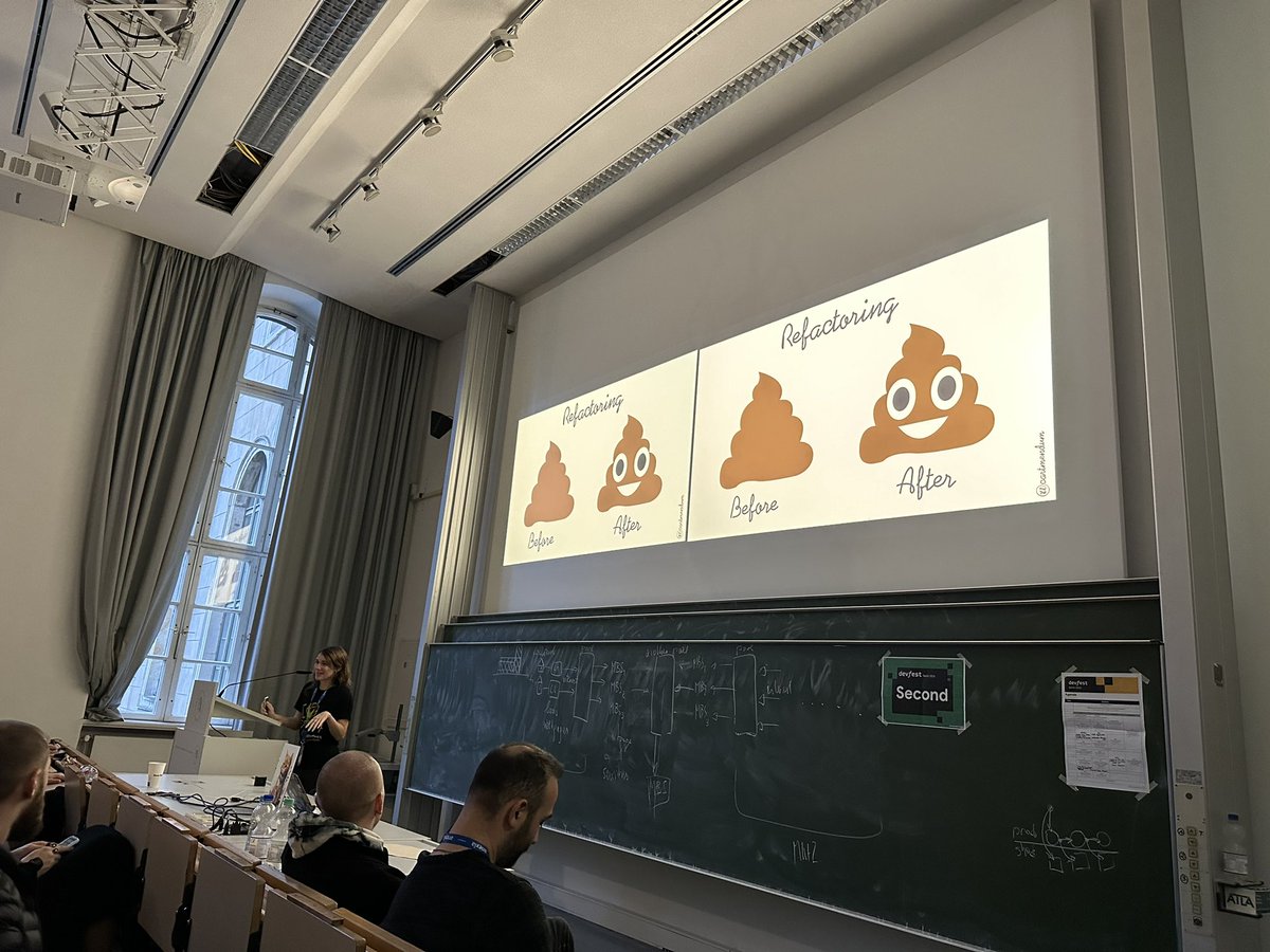 ShuregDenisov's tweet photo. The true about refactoring by @Lik04ka in her talk Happy Healthy Team at #DevFestBerlin https://t.co/Ag7zOqzaYg